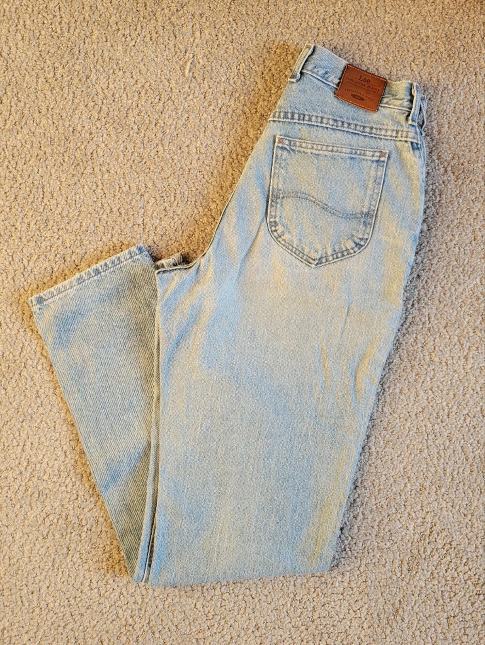 Vintage Lee Original Jeans Light Wash High Rise Straight Leg Denim Womens ~10